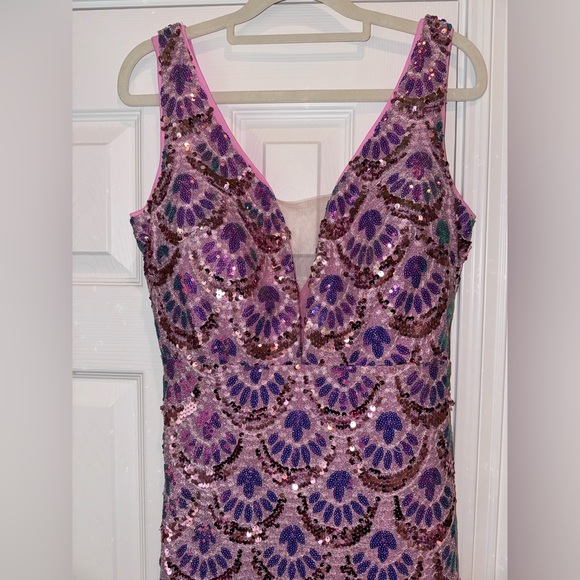 NWT Angel Fashions Sequin Mermaid Gown Pink Purple Formal Prom Dress M - Picture 3 of 11